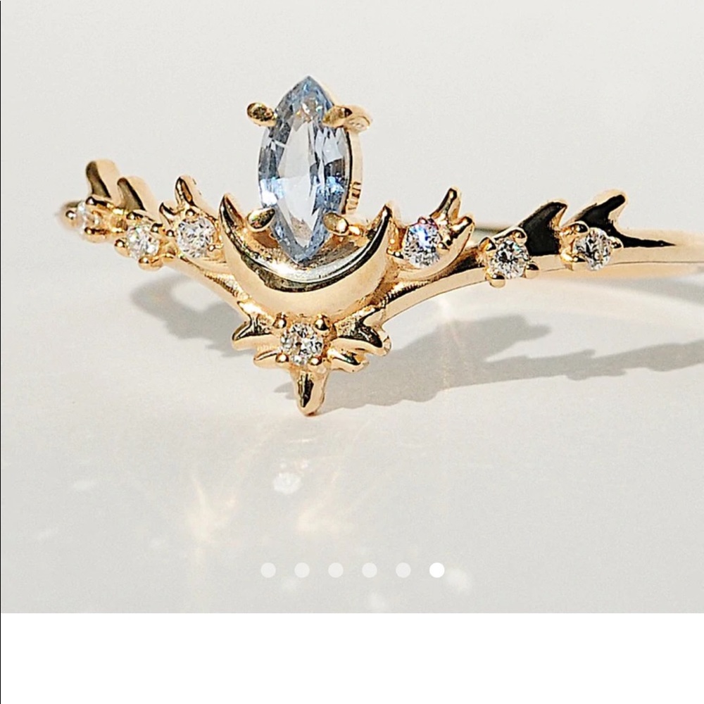 SOLD Sofia Zakia SAPPHIRE LVNA SUPREME RING 14k gold light blue sapphire